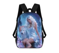 sinyumoney 17inch Crystal Cave Fantasy with Wolf Kids School Backpack 3D Printed Fashion School Bag Casual School Bag for Boys Elementary And Middle School Students