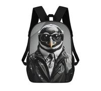 sinyumoney 17inch Detective Penguin Bnw Kids School Backpack 3D Printed Fashion School Bag Casual School Bag for Boys Elementary And Middle School Students