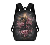 sinyumoney 17inch Dragon Sword with Cherry Blossoms -2 Kids School Backpack 3D Printed Fashion School Bag Casual School Bag for Boys Elementary And Middle School Students