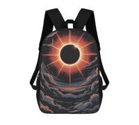 sinyumoney 17inch Dramatic Solar Eclipse Art Kids School Backpack 3D Printed Fashion School Bag Casual School Bag for Boys Elementary And Middle School Students