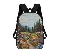 sinyumoney 17inch Embroidered Forest Path Kids School Backpack 3D Printed Fashion School Bag Casual School Bag for Boys Elementary And Middle School Students