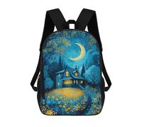 sinyumoney 17inch Enchanted Forest Cottage -1 Kids School Backpack 3D Printed Fashion School Bag Casual School Bag for Boys Elementary And Middle School Students
