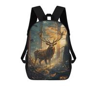 sinyumoney 17inch Enchanted Forest Deer Kids School Backpack 3D Printed Fashion School Bag Casual School Bag for Boys Elementary And Middle School Students