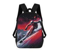 sinyumoney 17inch Extreme Skiing Thrills Red Flag Challenge Kids School Backpack 3D Printed Fashion School Bag Casual School Bag for Boys Elementary And Middle School Students