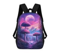sinyumoney 17inch Fantasy Mushroom Forest Landscape-1 Kids School Backpack 3D Printed Fashion School Bag Casual School Bag for Boys Elementary And Middle School Students