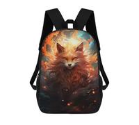 sinyumoney 17inch Flaming Fox Artwork Kids School Backpack 3D Printed Fashion School Bag Casual School Bag for Boys Elementary And Middle School Students
