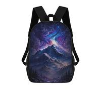 sinyumoney 17inch Galactic Mountain Aurora Kids School Backpack 3D Printed Fashion School Bag Casual School Bag for Boys Elementary And Middle School Students