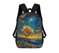 sinyumoney 17inch Galactic Sunflower Serenity -1 Kids School Backpack 3D Printed Fashion School Bag Casual School Bag for Boys Elementary And Middle School Students
