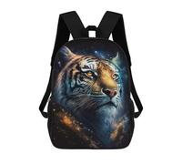 sinyumoney 17inch Galactic Tiger Portrait-29 Kids School Backpack 3D Printed Fashion School Bag Casual School Bag for Boys Elementary And Middle School Students