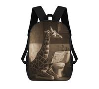 sinyumoney 17inch Giraffe Reading Newspaper in Bathroom Kids School Backpack 3D Printed Fashion School Bag Casual School Bag for Boys Elementary And Middle School Students