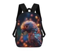 sinyumoney 17inch Glowing Parrot Kids School Backpack 3D Printed Fashion School Bag Casual School Bag for Boys Elementary And Middle School Students