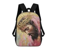 sinyumoney 17inch Golden Crowned Religious Artwork Kids School Backpack 3D Printed Fashion School Bag Casual School Bag for Boys Elementary And Middle School Students