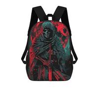 sinyumoney 17inch Grim Reaper with Sword And Moon Kids School Backpack 3D Printed Fashion School Bag Casual School Bag for Boys Elementary And Middle School Students