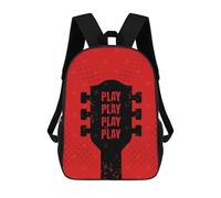 sinyumoney 17inch Guitar Practice Kids School Backpack 3D Printed Fashion School Bag Casual School Bag for Boys Elementary And Middle School Students