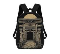 sinyumoney 17inch Japanese Torii Gate with Rising Sun Kids School Backpack 3D Printed Fashion School Bag Casual School Bag for Boys Elementary And Middle School Students