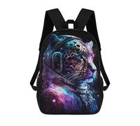 sinyumoney 17inch Leopard Astronaut in Space Kids School Backpack 3D Printed Fashion School Bag Casual School Bag for Boys Elementary And Middle School Students