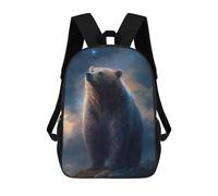 sinyumoney 17inch Magical Celestial Bear Art Print Kids School Backpack 3D Printed Fashion School Bag Casual School Bag for Boys Elementary And Middle School Students