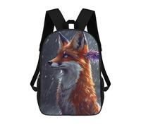 sinyumoney 17inch Magical Fox Pendant Snowfall Kids School Backpack 3D Printed Fashion School Bag Casual School Bag for Boys Elementary And Middle School Students