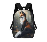 sinyumoney 17inch Misty Forest Fox Kids School Backpack 3D Printed Fashion School Bag Casual School Bag for Boys Elementary And Middle School Students