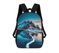 sinyumoney 17inch Mountain Beach Sunset Kids School Backpack 3D Printed Fashion School Bag Casual School Bag for Boys Elementary And Middle School Students