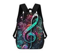 sinyumoney 17inch Musical Symphony Kids School Backpack 3D Printed Fashion School Bag Casual School Bag for Boys Elementary And Middle School Students
