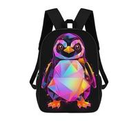 sinyumoney 17inch Penguin Triangle Abstract Kids School Backpack 3D Printed Fashion School Bag Casual School Bag for Boys Elementary And Middle School Students