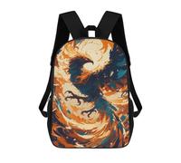 sinyumoney 17inch Phoenix Rising Firebird Artwork Kids School Backpack 3D Printed Fashion School Bag Casual School Bag for Boys Elementary And Middle School Students