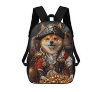 sinyumoney 17inch Pirate Dog Treasure Chest-105 Kids School Backpack 3D Printed Fashion School Bag Casual School Bag for Boys Elementary And Middle School Students