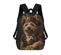 sinyumoney 17inch Pirate Dog Treasure Chest-23 Kids School Backpack 3D Printed Fashion School Bag Casual School Bag for Boys Elementary And Middle School Students