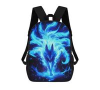 sinyumoney 17inch Power Kitsune Fox Kids School Backpack 3D Printed Fashion School Bag Casual School Bag for Boys Elementary And Middle School Students
