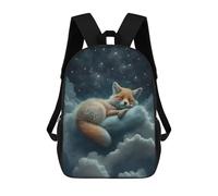 sinyumoney 17inch Red Fox Dreaming Kids School Backpack 3D Printed Fashion School Bag Casual School Bag for Boys Elementary And Middle School Students