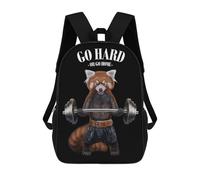 sinyumoney 17inch Red Panda Weightlifting Kids School Backpack 3D Printed Fashion School Bag Casual School Bag for Boys Elementary And Middle School Students