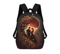 sinyumoney 17inch Romantic Moonlit Garden Kids School Backpack 3D Printed Fashion School Bag Casual School Bag for Boys Elementary And Middle School Students