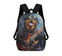 sinyumoney 17inch Rottweiler Playing Guitar Art Print Kids School Backpack 3D Printed Fashion School Bag Casual School Bag for Boys Elementary And Middle School Students