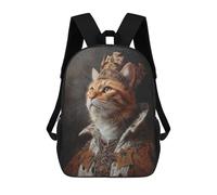 sinyumoney 17inch Royal Cat Portrait Painting-4 Kids School Backpack 3D Printed Fashion School Bag Casual School Bag for Boys Elementary And Middle School Students
