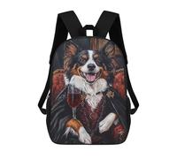 sinyumoney 17inch Royal Dog with Wine Glass-1 Kids School Backpack 3D Printed Fashion School Bag Casual School Bag for Boys Elementary And Middle School Students