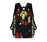 sinyumoney 17inch Saint Anthony Abbot Kids School Backpack 3D Printed Fashion School Bag Casual School Bag for Boys Elementary And Middle School Students