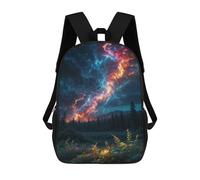 sinyumoney 17inch School Backpack for Girls A Storm Rages Above A Lush Backpack 3D Printed Boy School Backpack Casual Daypack Rucksack for Middle School Students