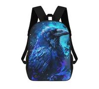 sinyumoney 17inch School Backpack for Girls Abstract Raven Blue Flames Backpack 3D Printed Boy School Backpack Casual Daypack Rucksack for Middle School Students
