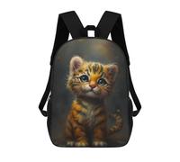 sinyumoney 17inch School Backpack for Girls Adorable Tiger Kitten Backpack 3D Printed Boy School Backpack Casual Daypack Rucksack for Middle School Students