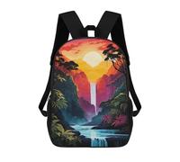 sinyumoney 17inch School Backpack for Girls Amazon Sunset Serenity Backpack 3D Printed Boy School Backpack Casual Daypack Rucksack for Middle School Students