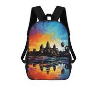 sinyumoney 17inch School Backpack for Girls Angkor Wat Sunset Reflections -3 Backpack 3D Printed Boy School Backpack Casual Daypack Rucksack for Middle School Students