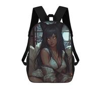 sinyumoney 17inch School Backpack for Girls Anime Cat Girl Wallpaper Backpack 3D Printed Boy School Backpack Casual Daypack Rucksack for Middle School Students