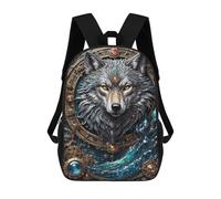 sinyumoney 17inch School Backpack for Girls Astral Enchanter Wolf Backpack 3D Printed Boy School Backpack Casual Daypack Rucksack for Middle School Students