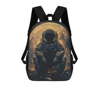 sinyumoney 17inch School Backpack for Girls Astronaut On The Moon Backpack 3D Printed Boy School Backpack Casual Daypack Rucksack for Middle School Students