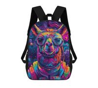 sinyumoney 17inch School Backpack for Girls Astronaut Space Lama Backpack 3D Printed Boy School Backpack Casual Daypack Rucksack for Middle School Students
