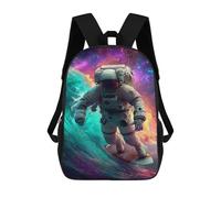 sinyumoney 17inch School Backpack for Girls Astronaut Surfing in Space Backpack 3D Printed Boy School Backpack Casual Daypack Rucksack for Middle School Students