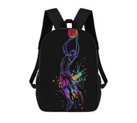 sinyumoney 17inch School Backpack for Girls Basketball Player Silhouette Backpack 3D Printed Boy School Backpack Casual Daypack Rucksack for Middle School Students