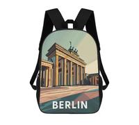 sinyumoney 17inch School Backpack for Girls Berlin Brandenburg Gate Backpack 3D Printed Boy School Backpack Casual Daypack Rucksack for Middle School Students