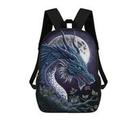 sinyumoney 17inch School Backpack for Girls Blue Dragon Fantasy Art Print Backpack 3D Printed Boy School Backpack Casual Daypack Rucksack for Middle School Students
